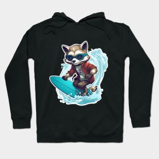 Raccoon Surfing - Raccoon Beach Hoodie